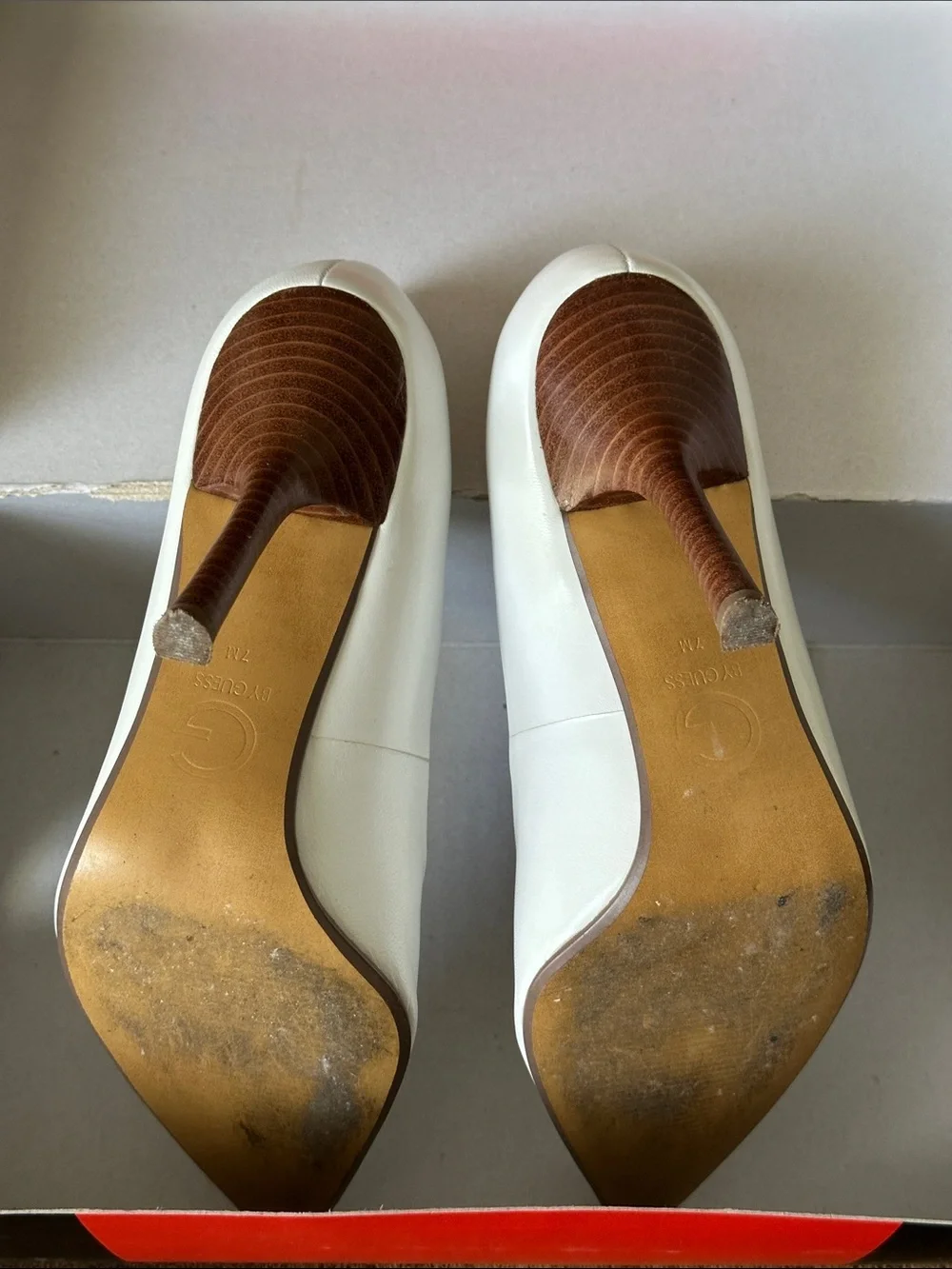 G by Guess White Pointed-Toe Pumps - Sleek Leather Finish - Picture 8 of 10
